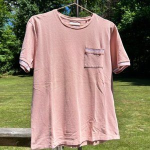 Men’s Pink Denim & Flower Ricky Singh Crew Neck T-Shirt Tee Top